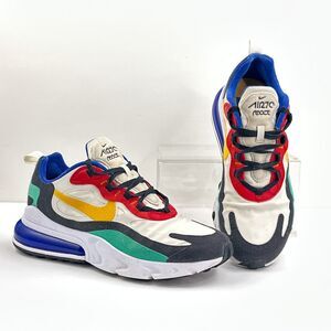 Nike Air Max 270 React Shoes Mens 7.5 White Multi Bauhaus Sneakers AO4971-002